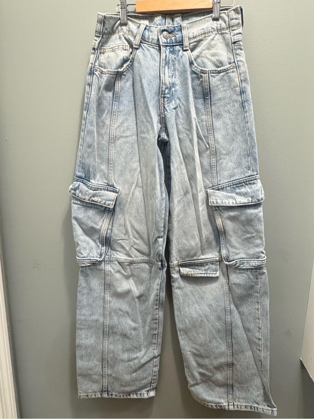 Zara Light Blue Denim Cargo Pants